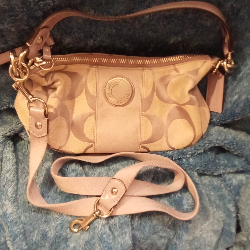 Coach Signature Stripe Demi Hobo Purse Violet B1281-F19218